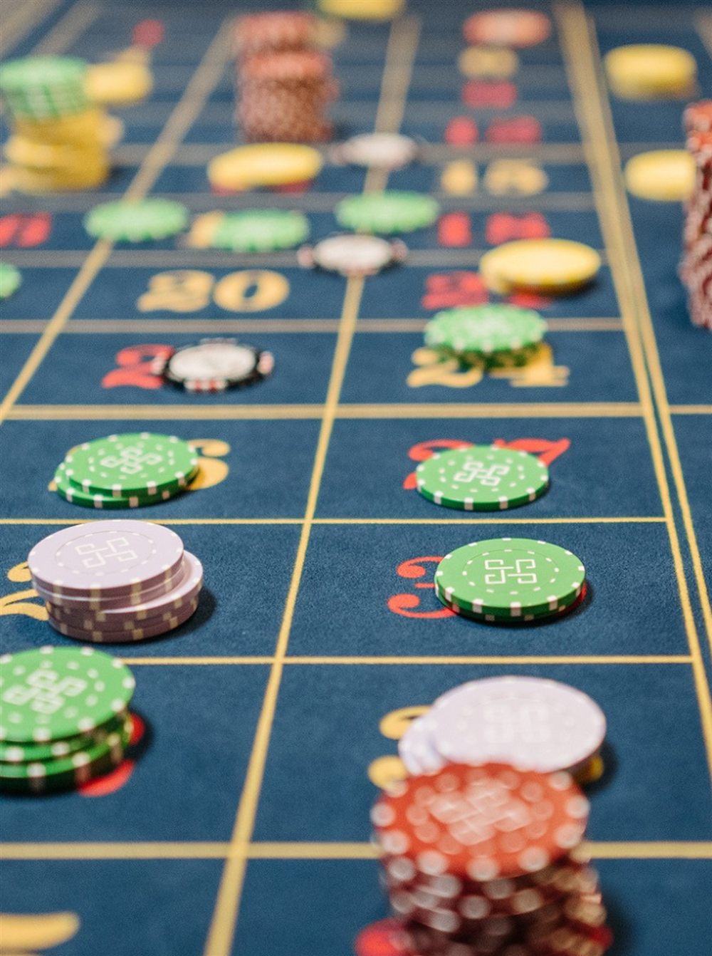 Table de roulette et jetons